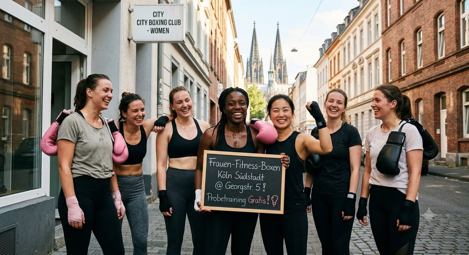 Boxstudio Köln Südstadt Außenansicht mit Kölner Dom im Hintergrund